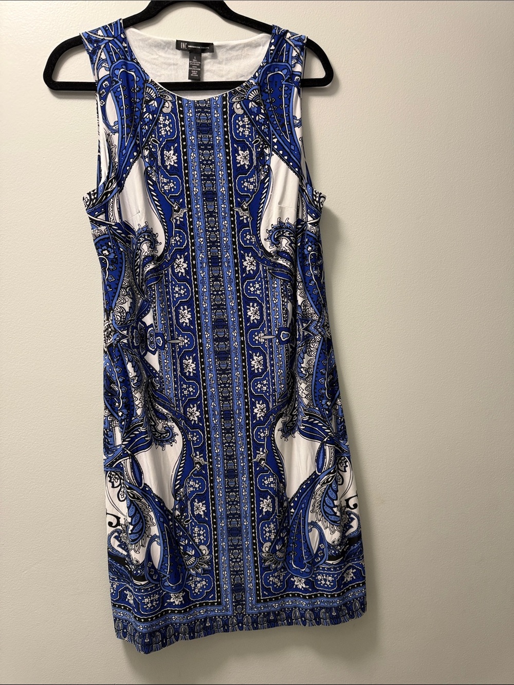 INC International Concepts Blue and White Paisley Midi Dress